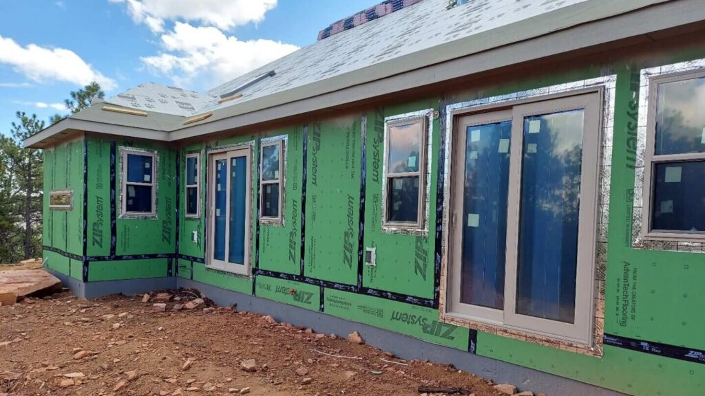 The air barrier of a newly constructed home.