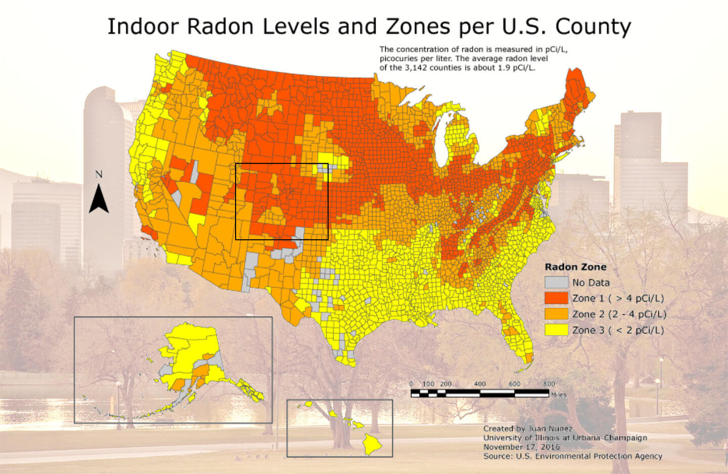 Radon In Colorado Map of the US Radon Levels