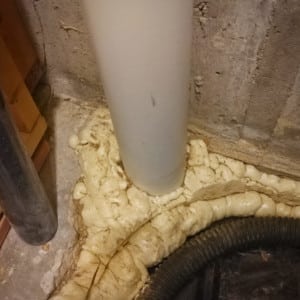 radon mitigation system through the slab