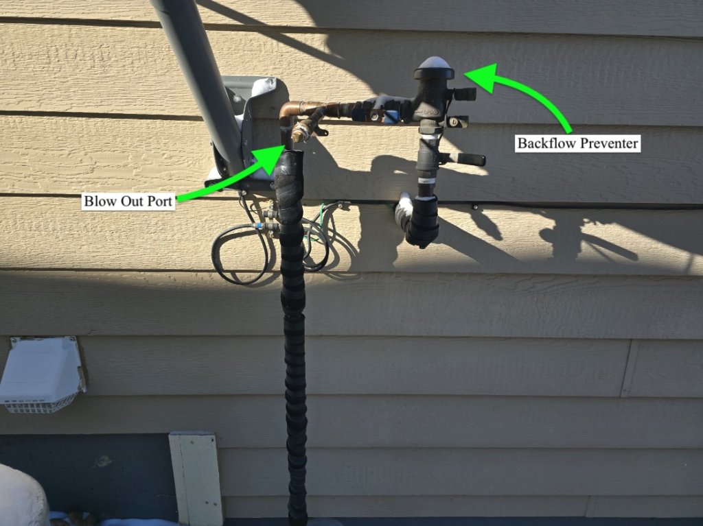 Sprinkler winterization blow out port