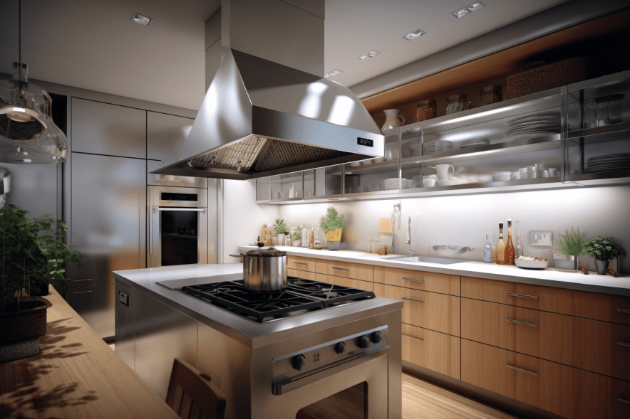 kitchen with range hood exhaust fan