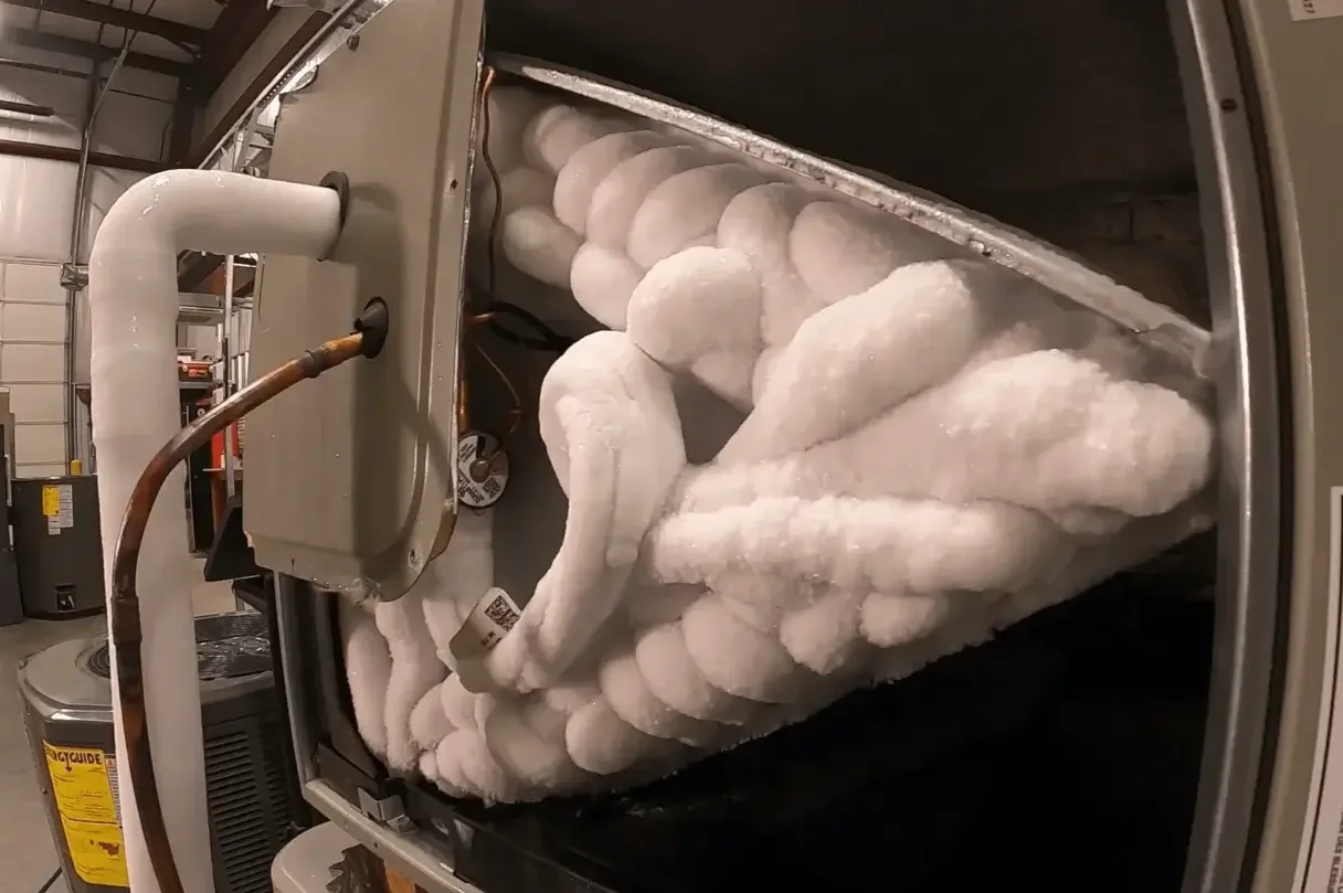 Frozen evaporator coil in an AC unit
